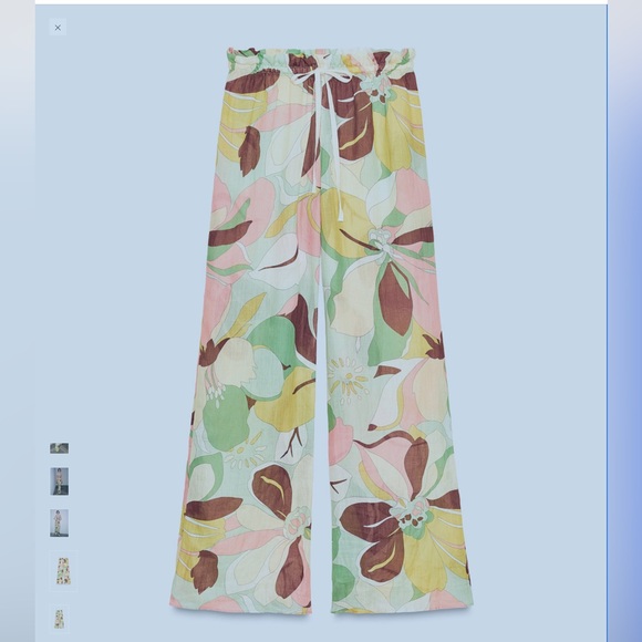 NEW WITH TAGS ZARA RAMIE FLORAL‎ WIDE LEG PANTS - Picture 2 of 8